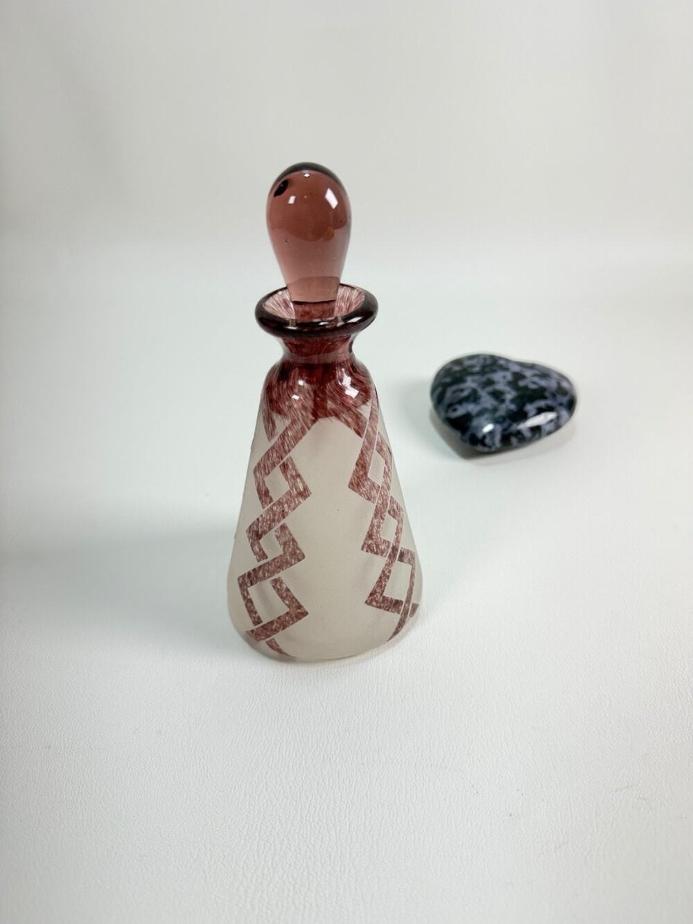 Vtg Robert McCandless Art Glass Decanter Frosted Amethyst Geometric Postmodern